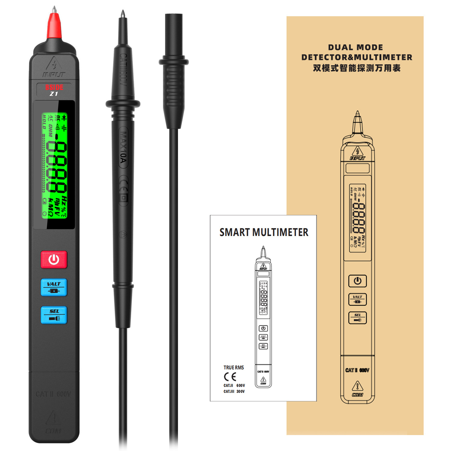 BSIDEZ1MiniDigitalMultimeterSmartPen-TypeLCD2000CountsVoltmeterResistanceTesterFlashlightforElectron-1955386-15