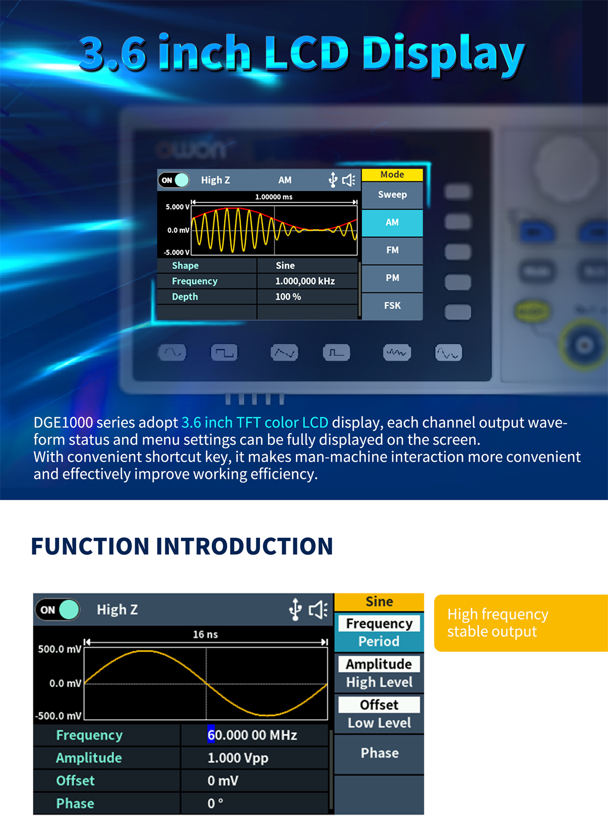 DGE1030DGE1060ArbitraryWaveformGenerator1Channel30Mhz60MhzBandwidth14BitsDigitalWaveformGenerator-2010032-3