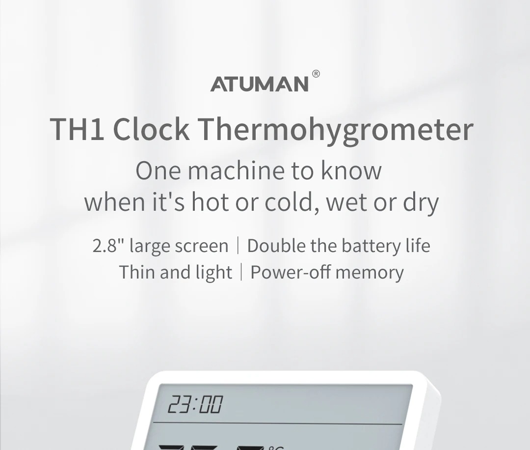 DUKAAtumanTH1TemperatureHumidityMeterLCDDigitalThermometerHygrometerSensorGaugeWeatherStationClockHo-2003742-1