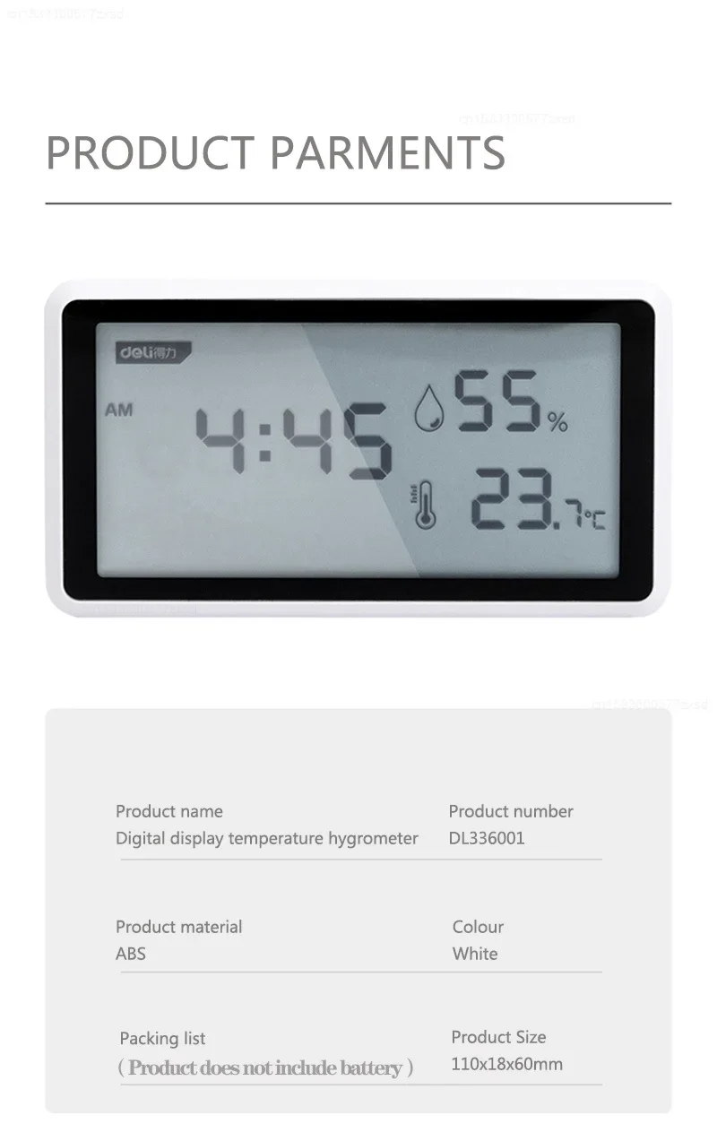 DeliElectronicThermometerHygrometerWeatherStationwithHighPrecision01TemperatureHumidityLCDDisplayClo-2006848-6