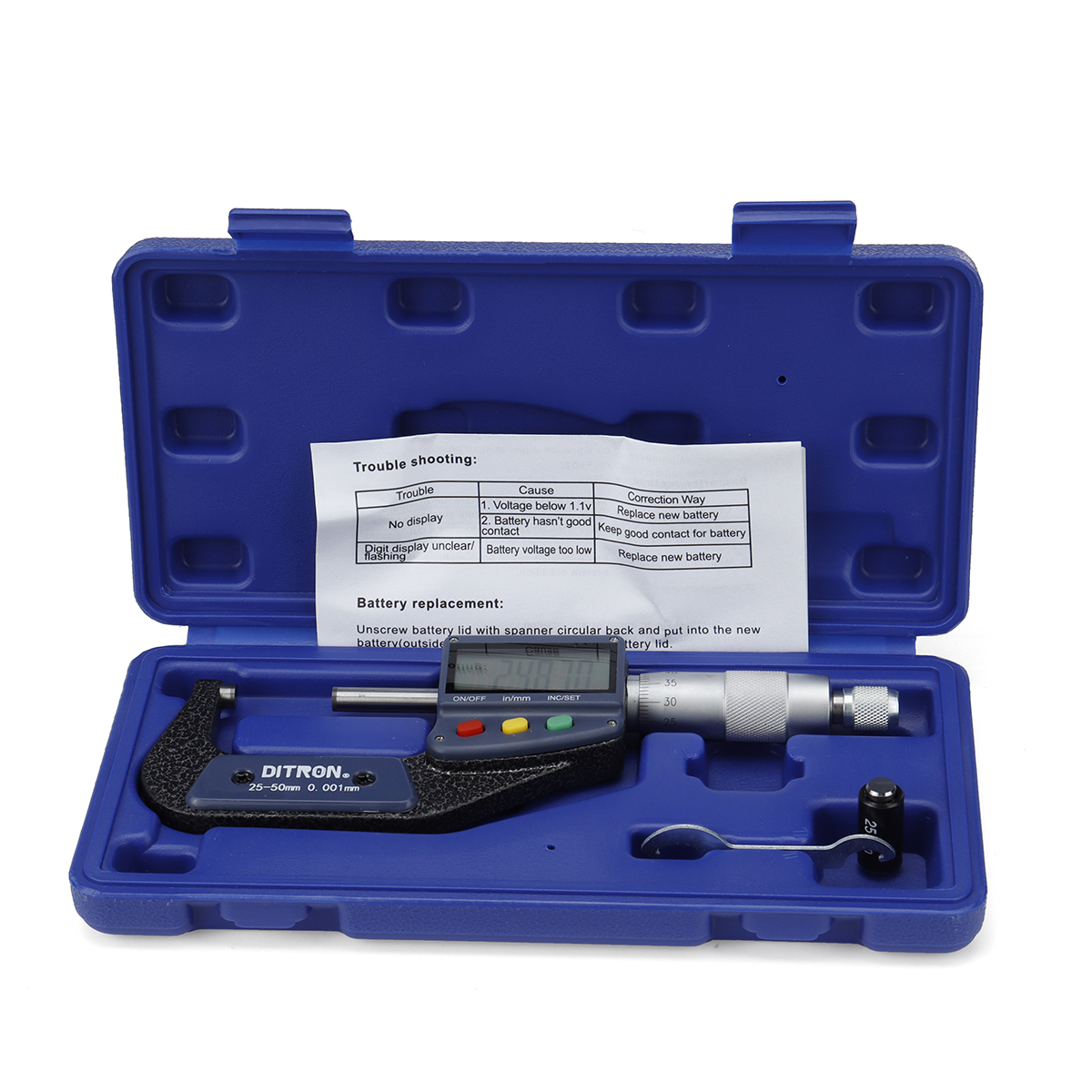 Ditron5110001mmElectronicOutsideMicrometer0-25mmWithExtraLargeLCDScreenDigitalMicrometerElectronicDi-1993421-7