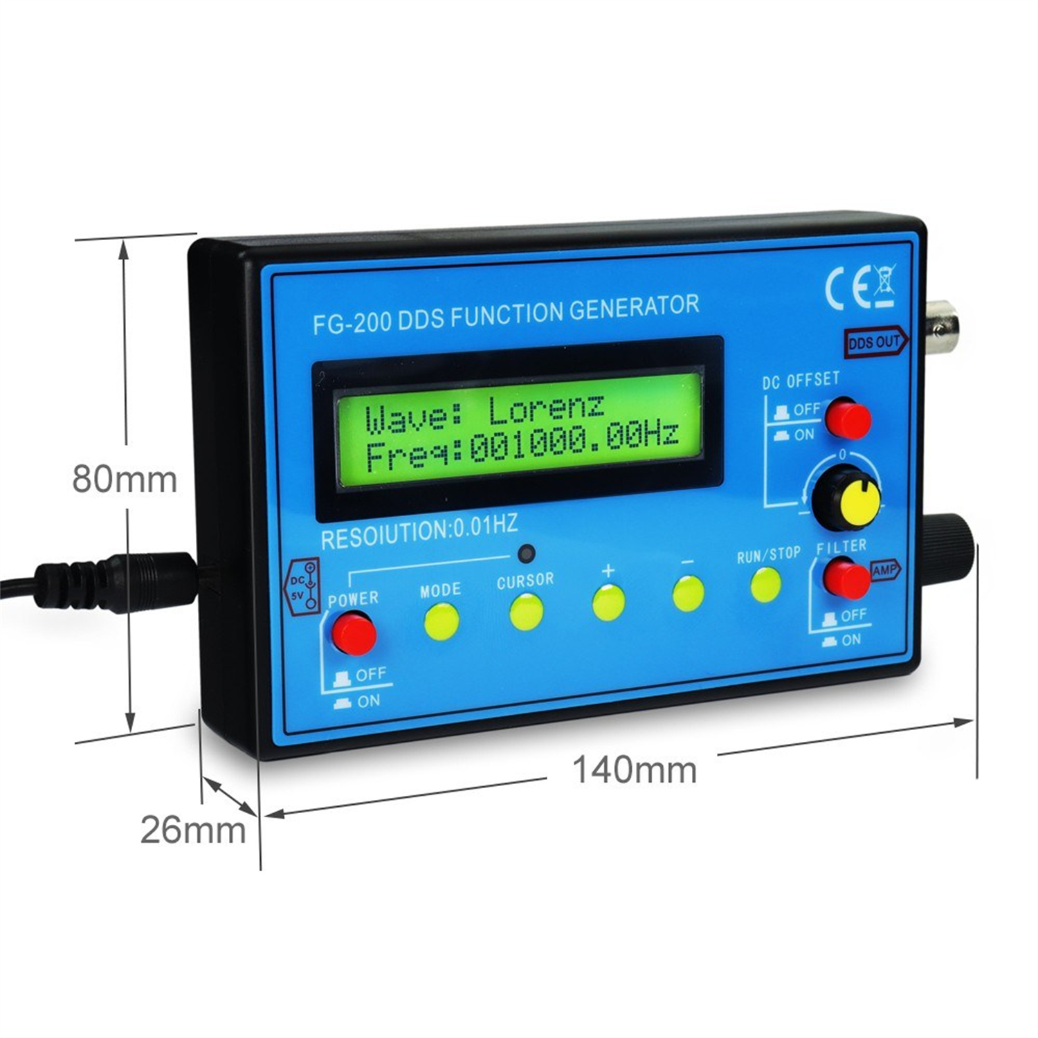 FG-200DDSFunctionSignalGeneratorFrequencyCounter001Hz-500kHzSineSquareSawtoothWaveformOutputCompactP-2015397-9