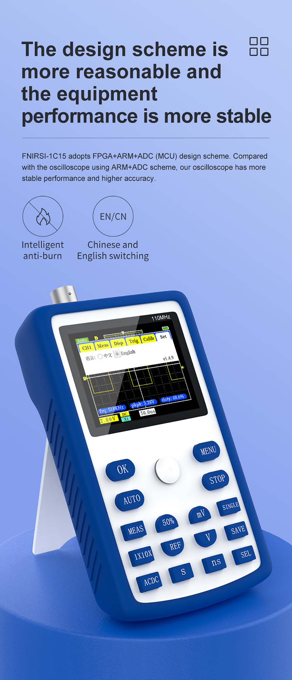 FNIRSI-1C15ProfessionalDigitalOscilloscope500MSsSamplingRate110MHzAnalogBandwidthSupportWaveformStor-1955096-9