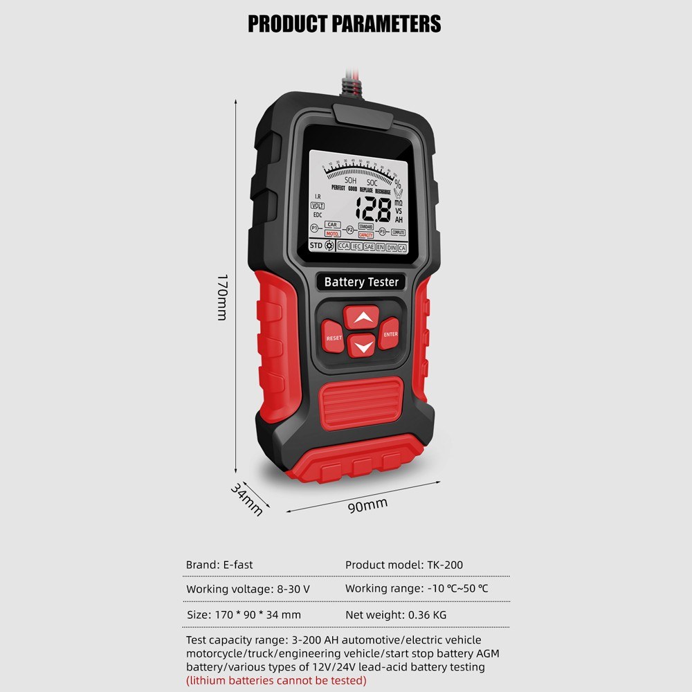 FOXSURIntelligentCarMotorcycleBatteryTester12V24VDigitalDisplayQuickAccurateBatteryTestDevicewithMul-2013547-8