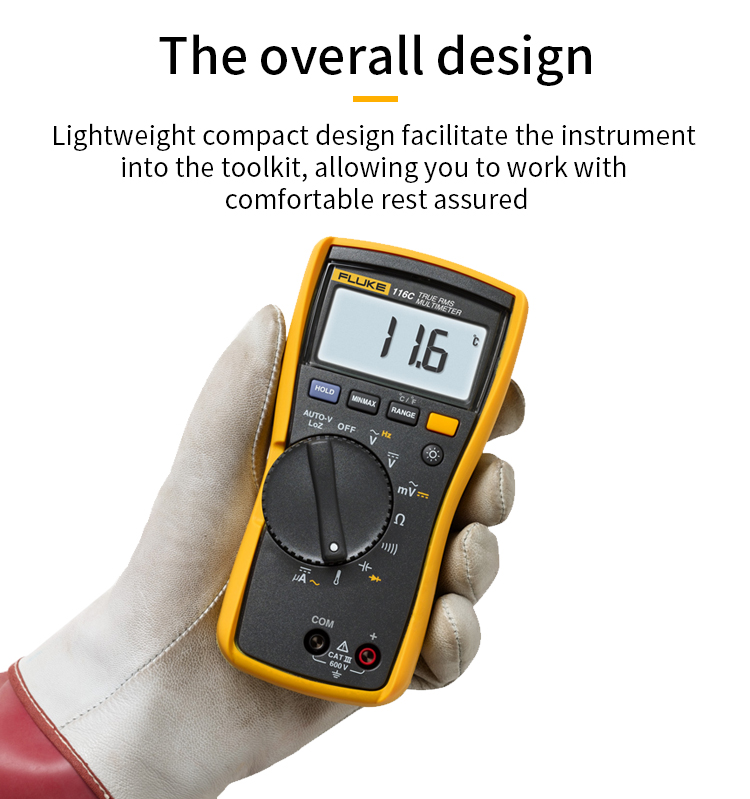 Fluke116CDigitalMultimeterMeasuresACDCVoltageTo600VandACDCCurrentto10AMeasuresResistanceContinuityFr-1988410-4