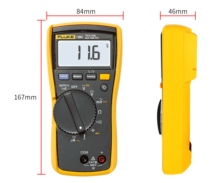 Fluke116CDigitalMultimeterMeasuresACDCVoltageTo600VandACDCCurrentto10AMeasuresResistanceContinuityFr-1988410-6