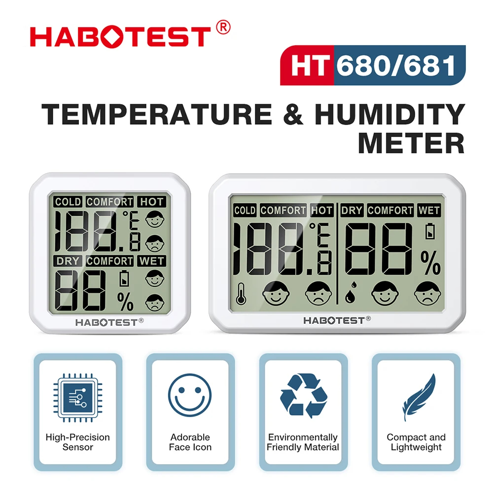 HABOTESTHT680HT681ThermometerHygrometerWeatherStationMiniThermometerLivingRoomLCDDigitalTemperatureH-2000689-1