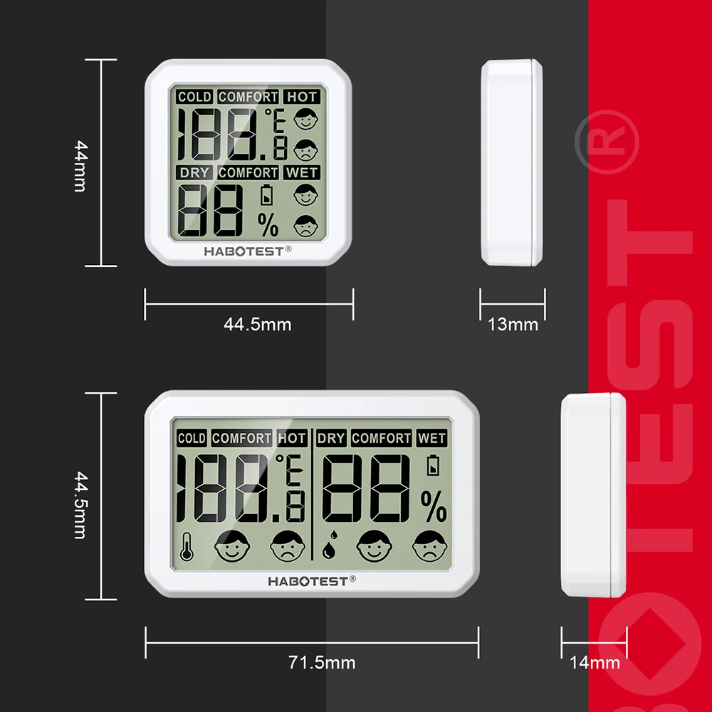 HABOTESTHT680HT681ThermometerHygrometerWeatherStationMiniThermometerLivingRoomLCDDigitalTemperatureH-2000689-6