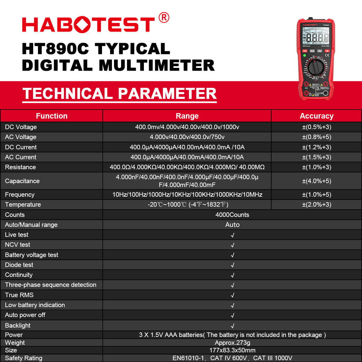 HABOTESTHT890CProfessionalDigitalMultimeterHighPrecisionMeasuresVoltageCurrentResistanceCapacitanceF-2012776-4