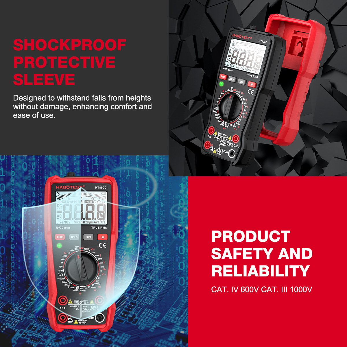 HABOTESTHT890CProfessionalDigitalMultimeterHighPrecisionMeasuresVoltageCurrentResistanceCapacitanceF-2012776-8