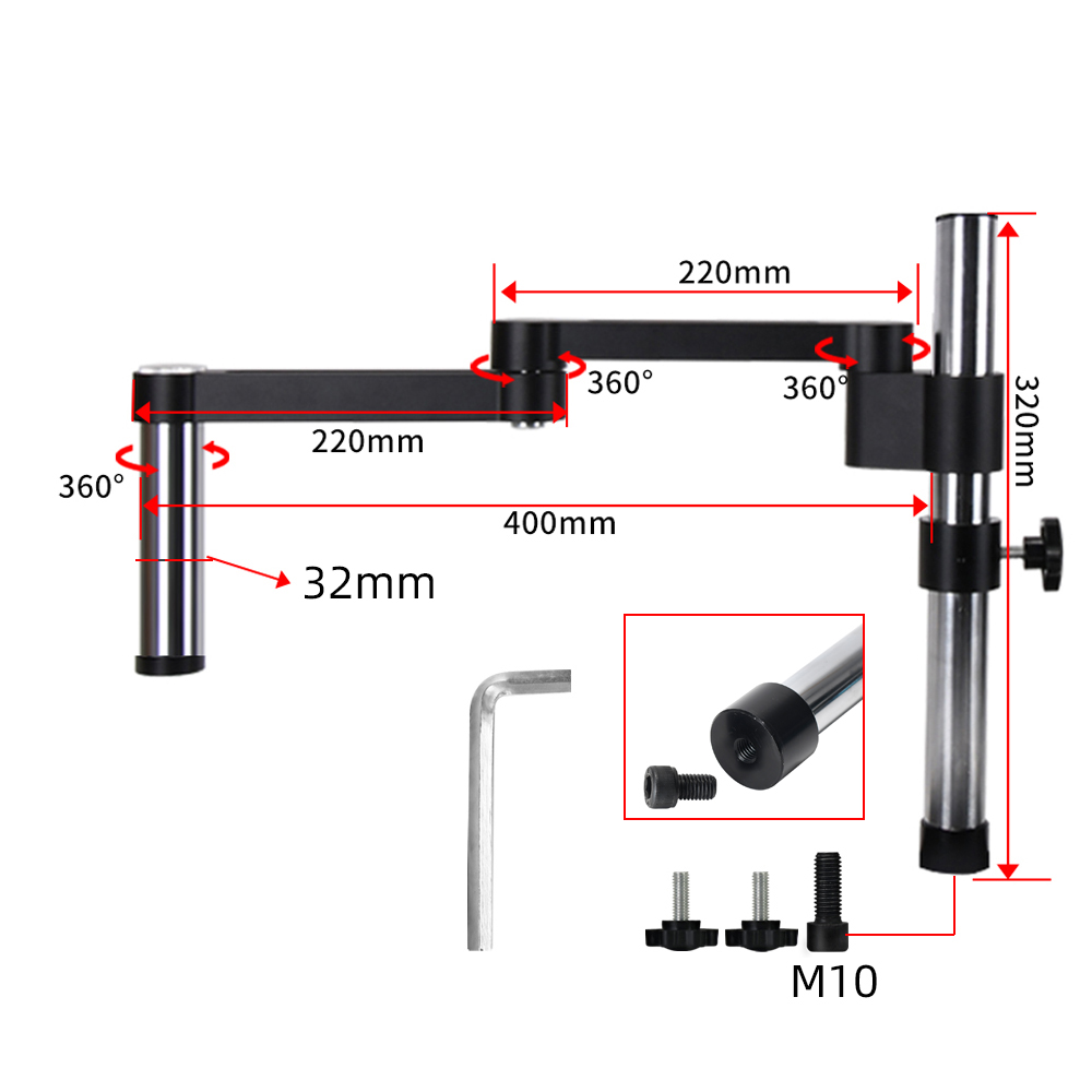 HAYEARArticulatingArmClampMicroscopeBracket76mm50mmFocusingHolderForStereoMicroscopeMonocularlensCam-1987076-7