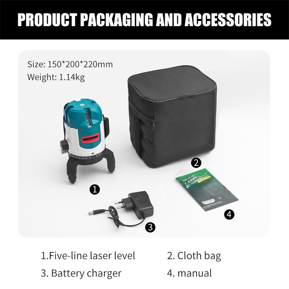 HIKDA5LinesLevelwithGreenLaserHighAccuracyVisibleinStrongOutdoorLightShockandLightResistantLong13Hou-2012665-5