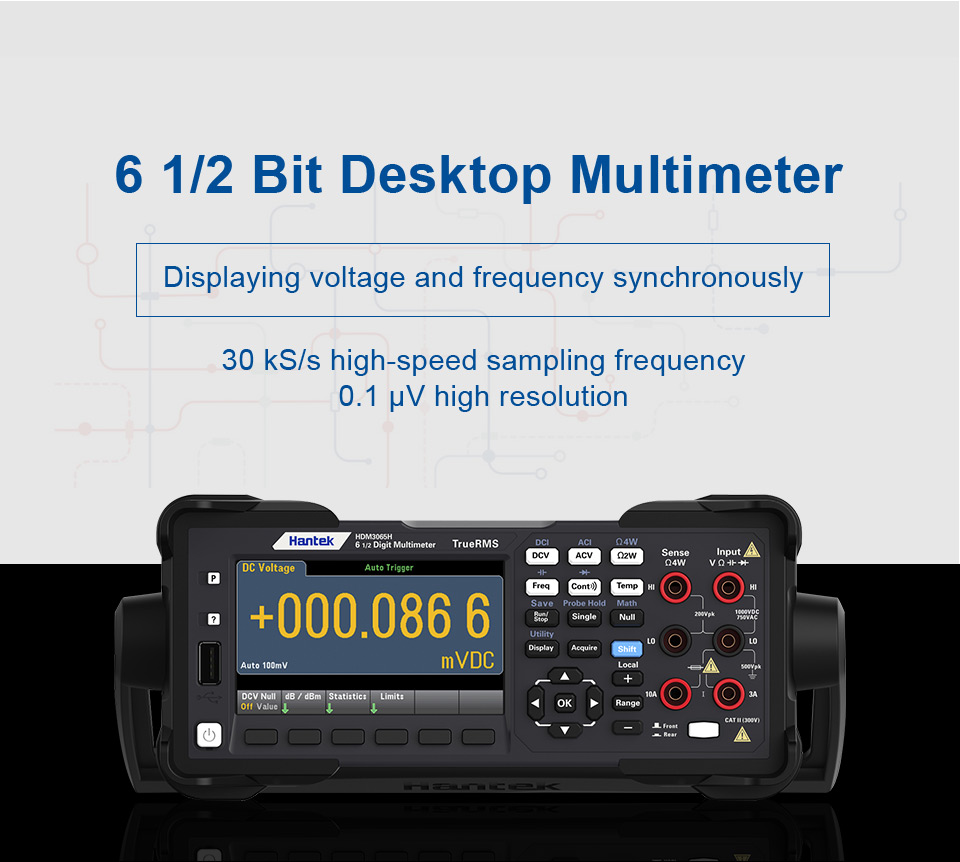 Hantek512612TrueRMSDigitalMultimeterDualDisplay30000rdgssReadingRate10000MemoryDesktopMultitesterHDM-1921947-10