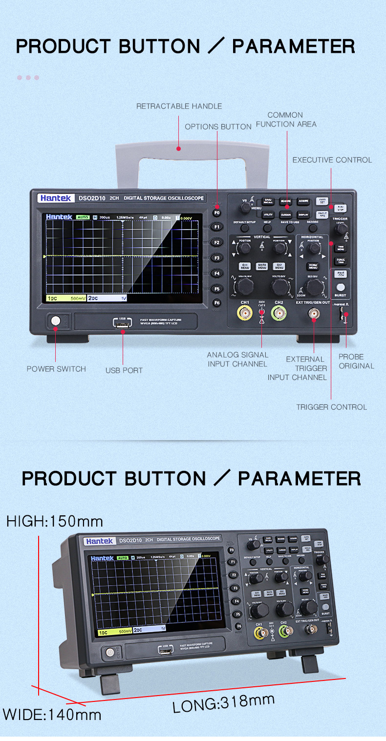 HantekDSO2D10DigitalOscilloscope2CH1CHDigitalStorage1GSsSamplingRate100MHzBandwidthDualChannelEconom-1765904-11