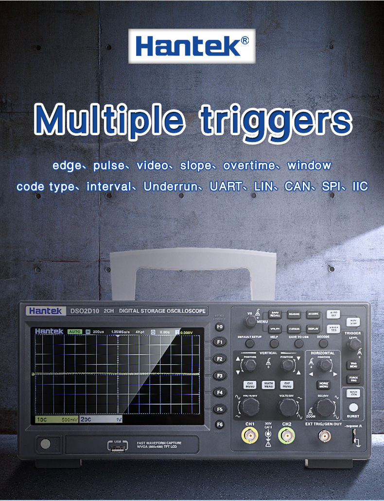 HantekDSO2D10DigitalOscilloscope2CH1CHDigitalStorage1GSsSamplingRate100MHzBandwidthDualChannelEconom-1765904-5