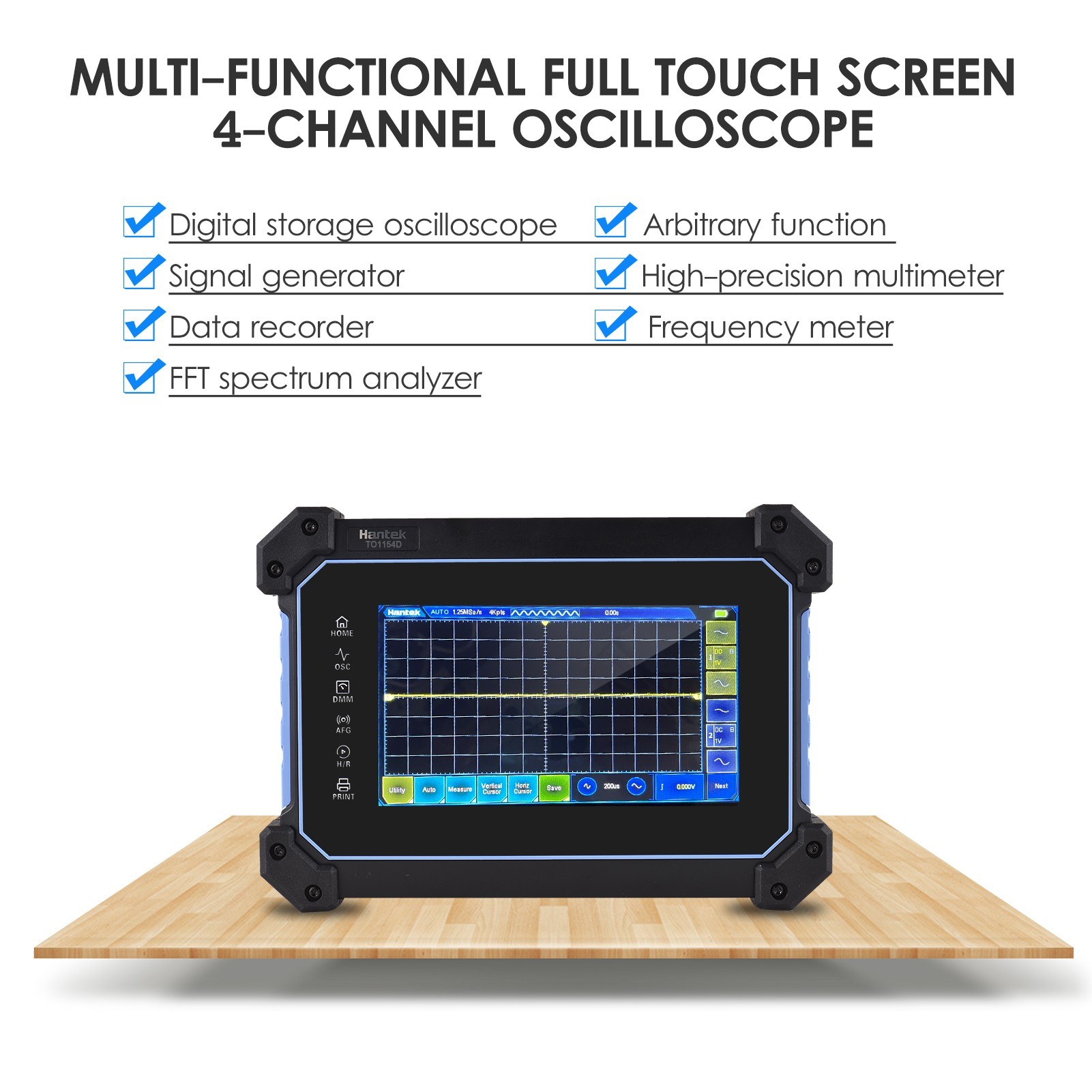HantekTO1154DRechargeablePortableOscilloscopeMultimeter4-Channel150MHzBandwidth1GSaSSamplingRate8MSt-2002652-2