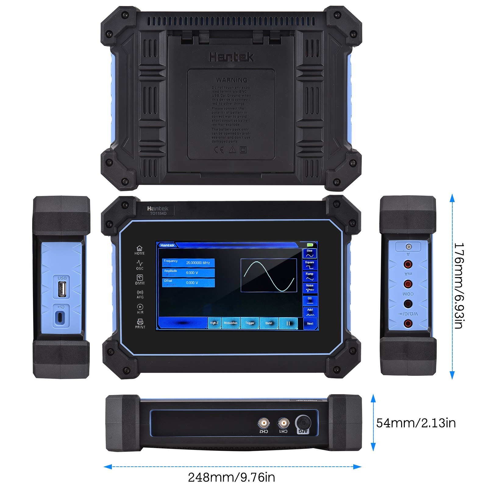 HantekTO1154DRechargeablePortableOscilloscopeMultimeter4-Channel150MHzBandwidth1GSaSSamplingRate8MSt-2002652-10