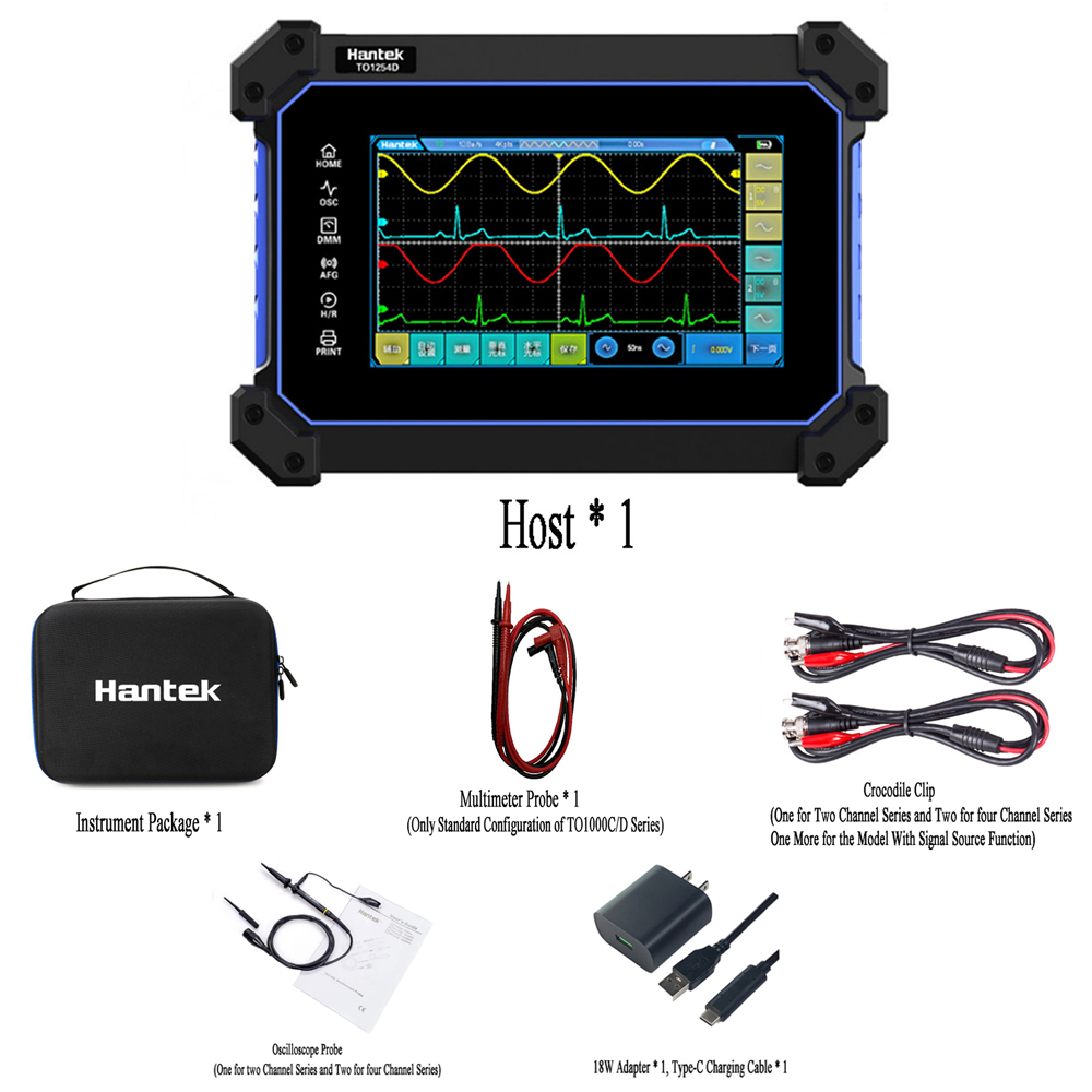 HantekTO1204DDigitalOscilloscopeMulti-FunctionTouchScreen250MHzBandwidth1GSsSampling8MStorageHighPre-1993952-12