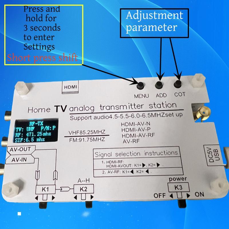 HighDefinitionUHFWirelessVideoAnalogTVSignalTransmitterwithMulti-SourceInputCompatibility1080PAVConv-2014351-2