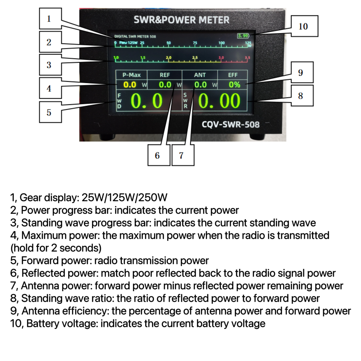 HighPower200WDigitalSWRMeterwith18-54MhzFrequency43IPSColorDisplayAutoShut-offandFine-TuningCapabili-2007176-2