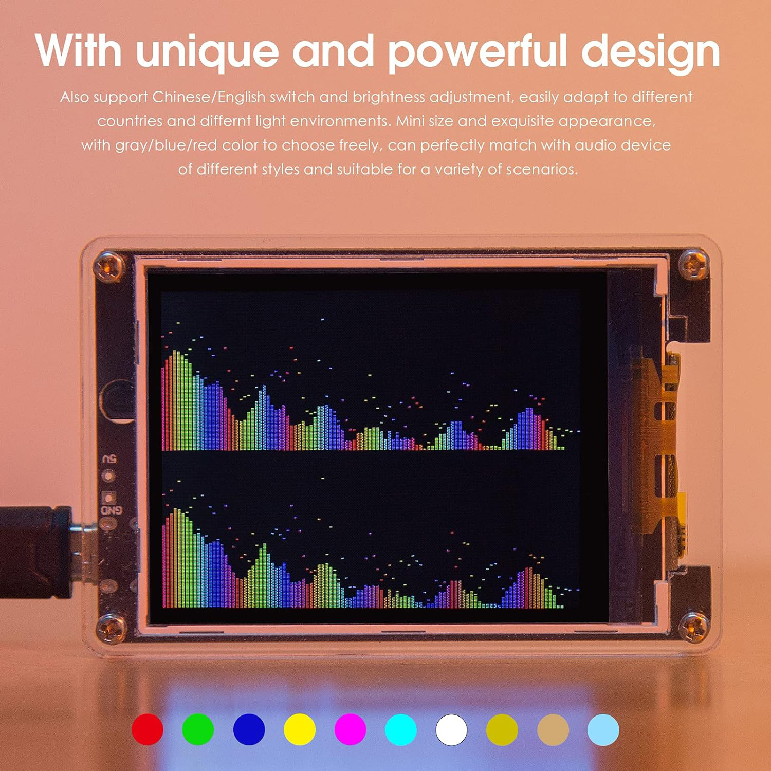 IR240LCDSoundLevelMusicSpectrumClock32-bitProcessor6DisplayModesWirelessMicInputRemoteControlBrightn-2000389-2