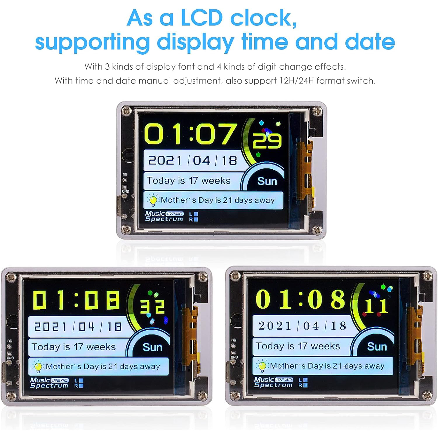 IR240LCDSoundLevelMusicSpectrumClock32-bitProcessor6DisplayModesWirelessMicInputRemoteControlBrightn-2000389-6