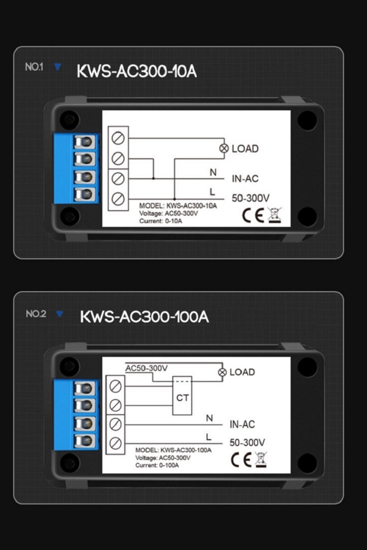 KEWEISIAC50300V20A100ADigitalElectricityMeterVoltmeterAmmeterWithCTPowerCurrentVoltageTemperatureMea-1722757-11