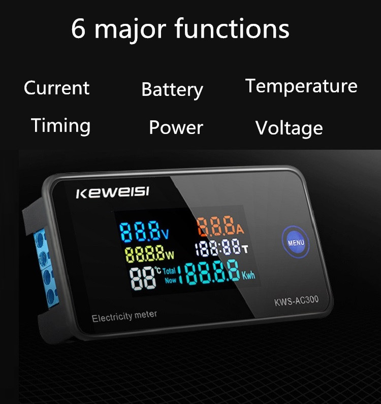 KEWEISIAC50300V20A100ADigitalElectricityMeterVoltmeterAmmeterWithCTPowerCurrentVoltageTemperatureMea-1722757-4