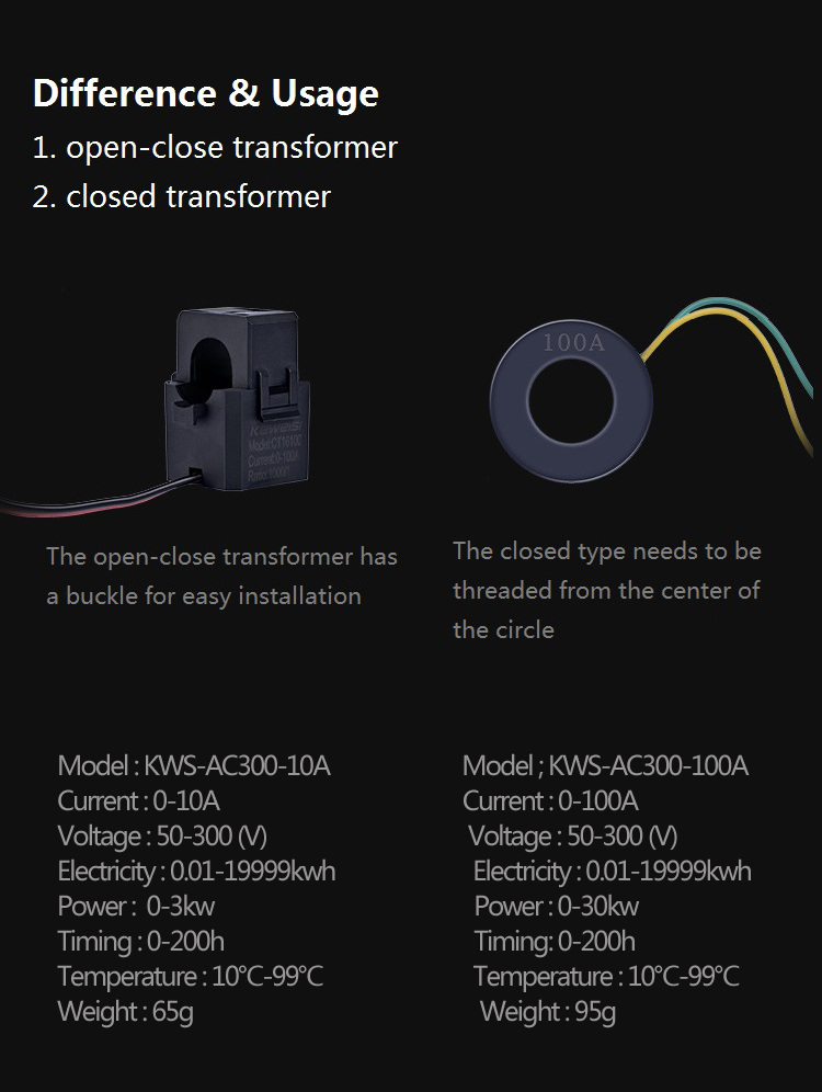 KEWEISIAC50300V20A100ADigitalElectricityMeterVoltmeterAmmeterWithCTPowerCurrentVoltageTemperatureMea-1722757-10