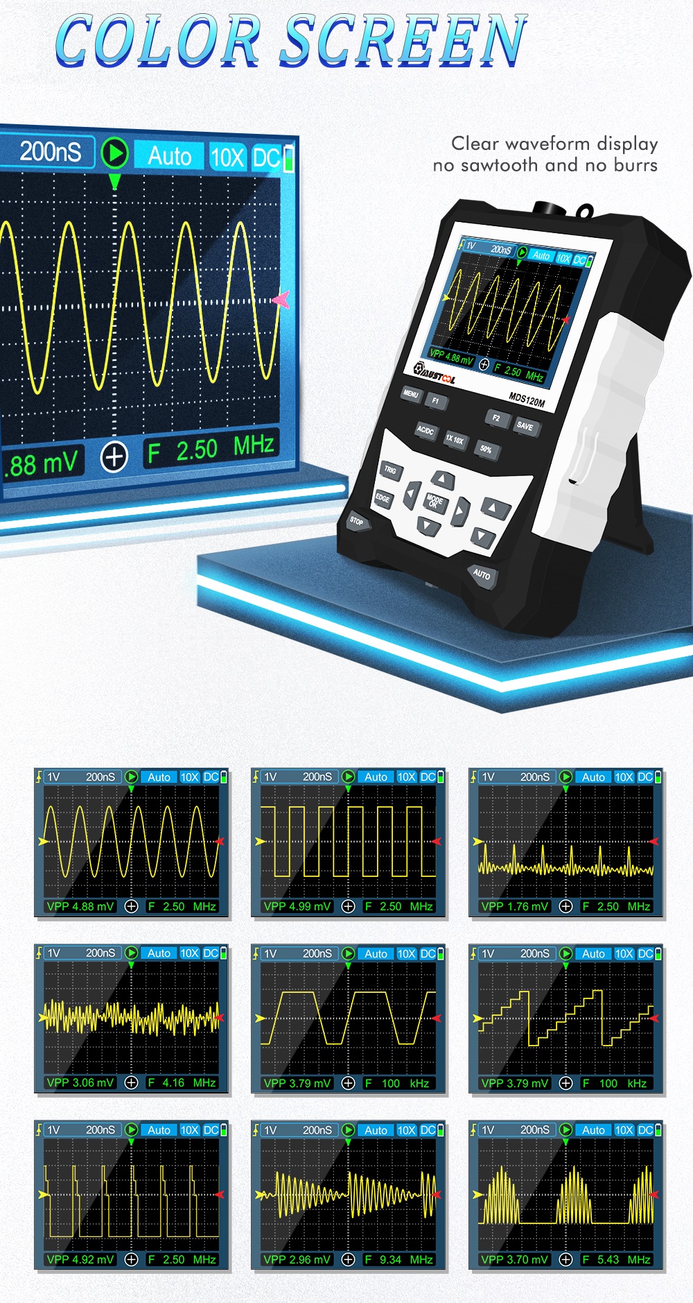 MUSTOOLMDS120MProfessionalDigitalOscilloscope120MHzAnalogBandwidth500MSsSamplingRate320x240LCDScreen-1759856-9