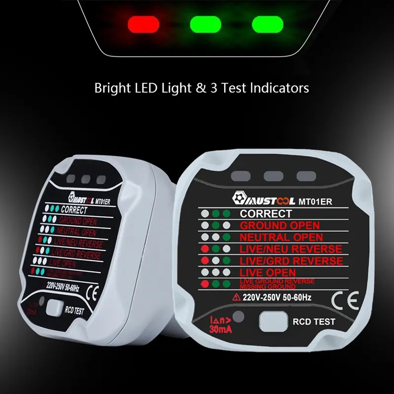 MUSTOOLMT01USSocketTesterLeakageSwitchLiveWireNeutralWireGroundWireTesterUSPlug-1972845-2