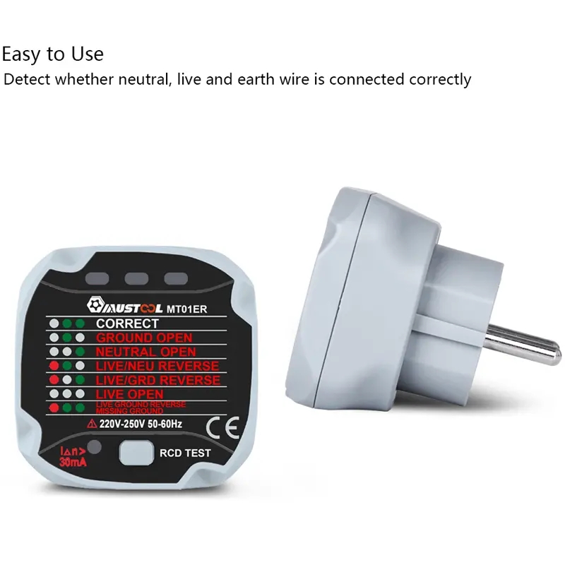 MUSTOOLMT01USSocketTesterLeakageSwitchLiveWireNeutralWireGroundWireTesterUSPlug-1972845-6