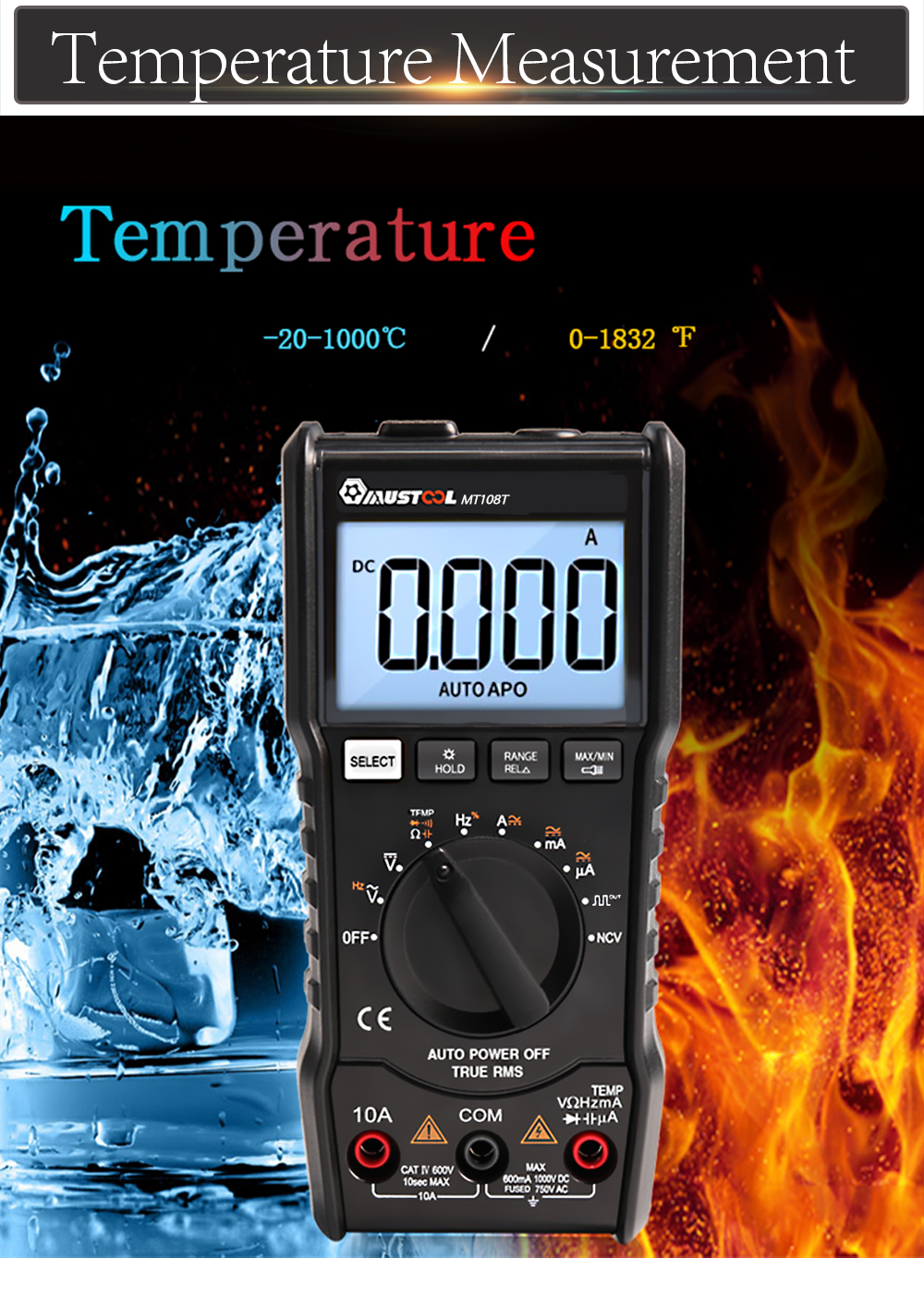 MUSTOOLMT108TTrueRMSNCVTemperatureTesterDigitalMultimeter6000CountsBacklightACDCCurrentVoltageResist-1296230-10