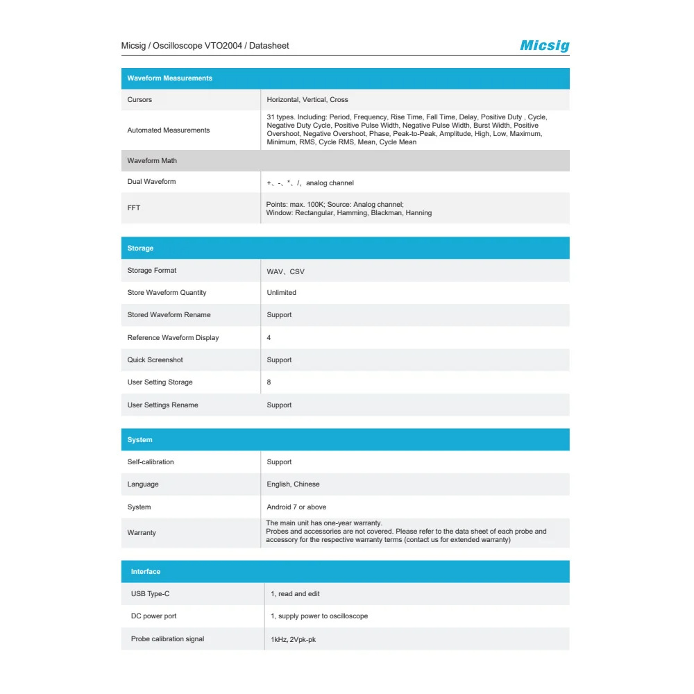 MicsigVTO2004PortableSplit-TypeOscilloscopewith200MHzBandwidth1GSasSamplingRateandHighCapacityBatter-2006481-8