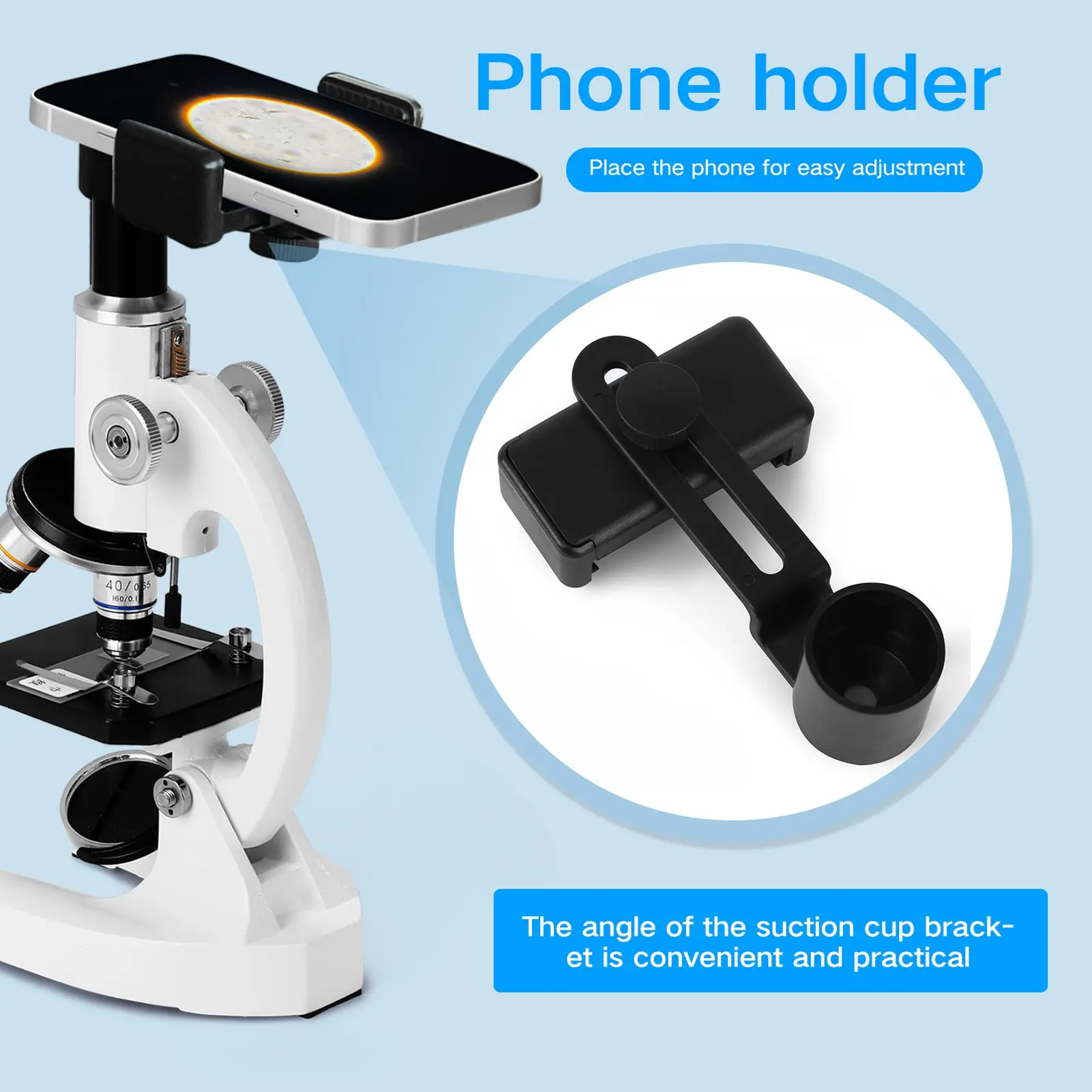 MonocularDigitalOpticalMicroscope64X-2400XwithAdjustableZoomPhoneHolderDesignFillLightCompleteExperi-2010857-9