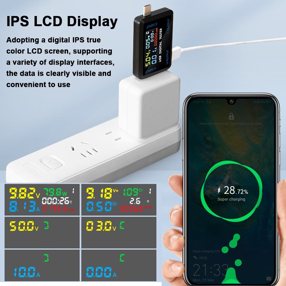 Multi-functionUSBVoltageCurrentTestMeterDigitalIPSDisplayCapacityTesterPowerTesterDigitalVoltmeterEl-2007363-2