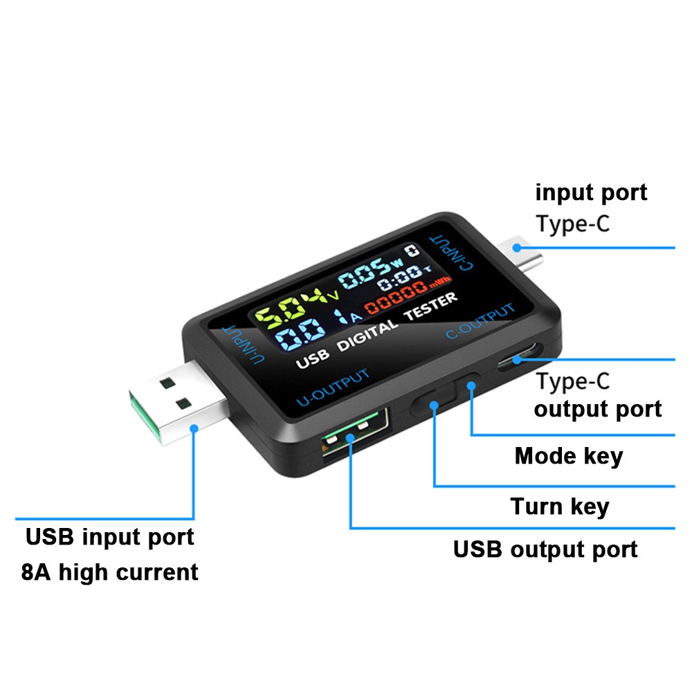 Multi-functionUSBVoltageCurrentTestMeterDigitalIPSDisplayCapacityTesterPowerTesterDigitalVoltmeterEl-2007363-8