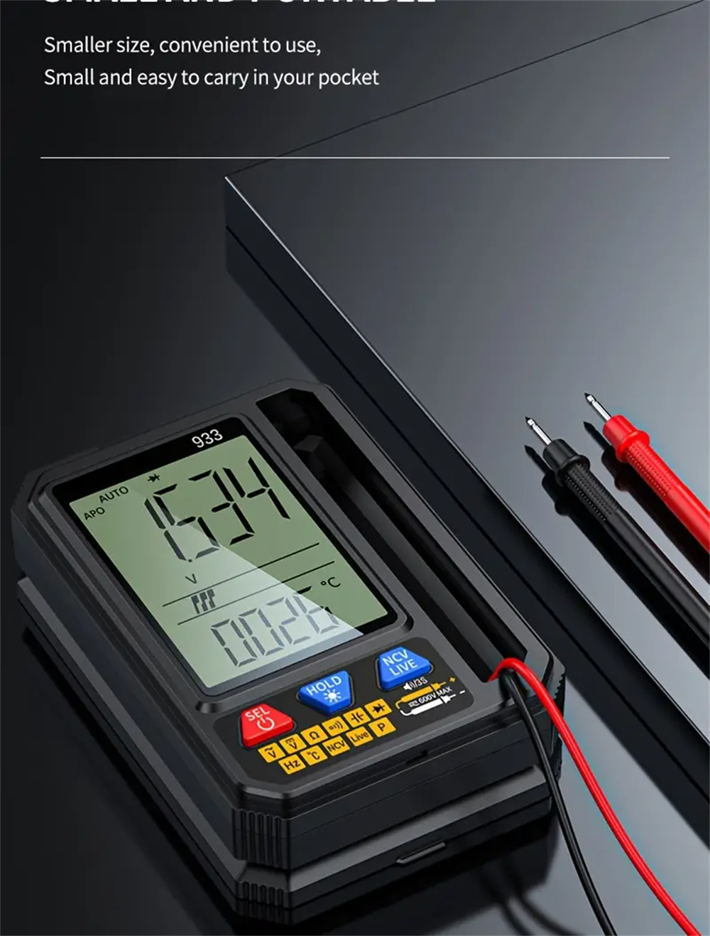 MultifunctionalMultimeter933933SwithIntelligentOverloadProtectionBacklitDisplayLiveNeutralTestingNon-2007512-12