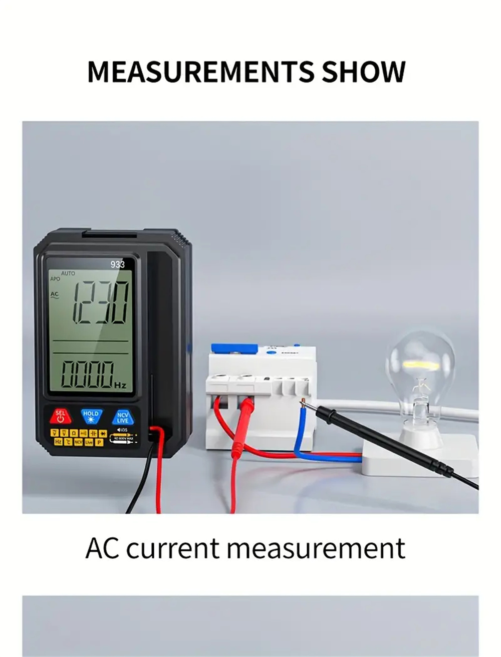 MultifunctionalMultimeter933933SwithIntelligentOverloadProtectionBacklitDisplayLiveNeutralTestingNon-2007512-15