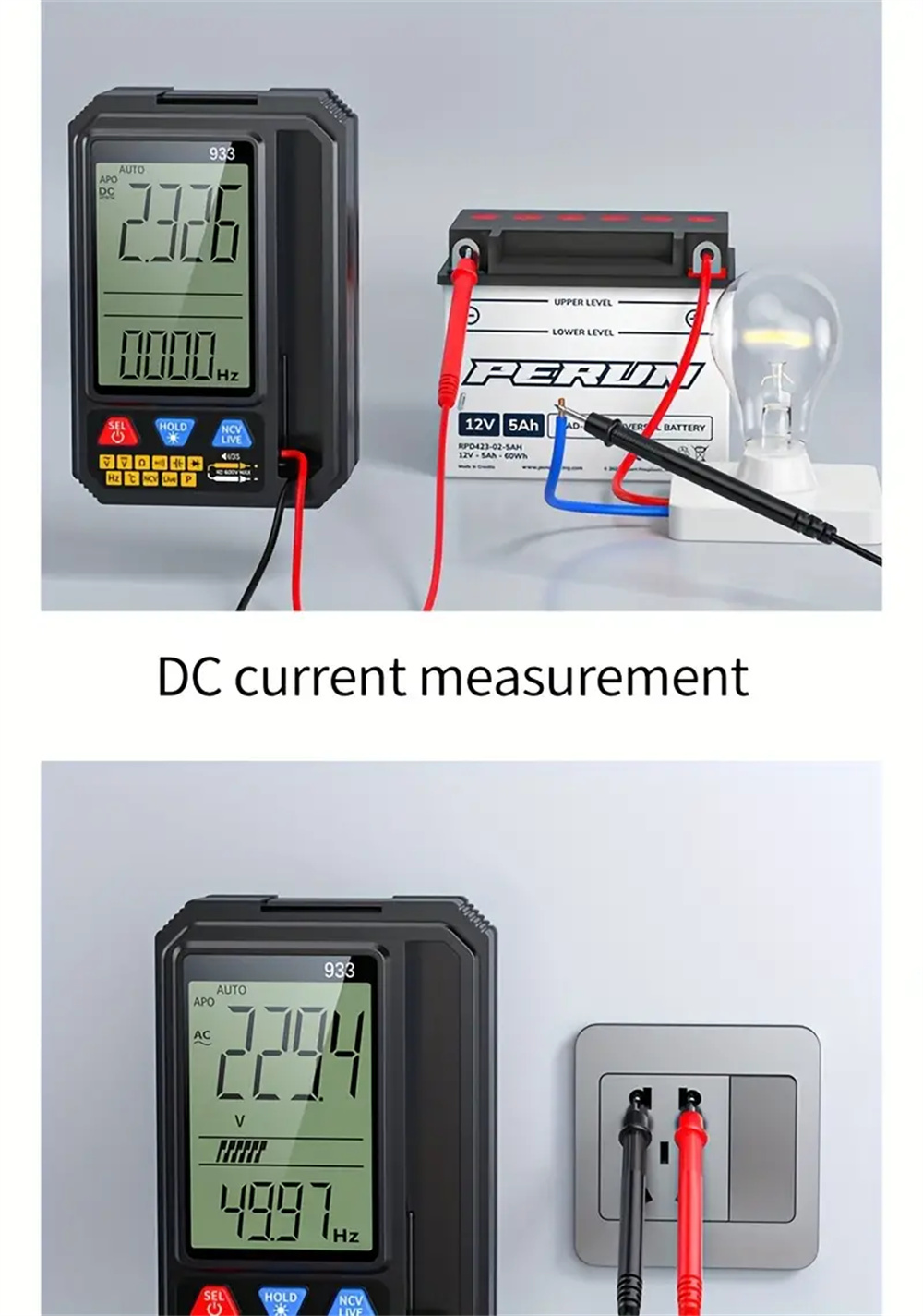 MultifunctionalMultimeter933933SwithIntelligentOverloadProtectionBacklitDisplayLiveNeutralTestingNon-2007512-16