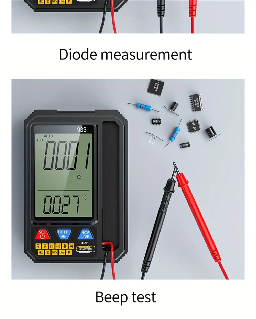 MultifunctionalMultimeter933933SwithIntelligentOverloadProtectionBacklitDisplayLiveNeutralTestingNon-2007512-19