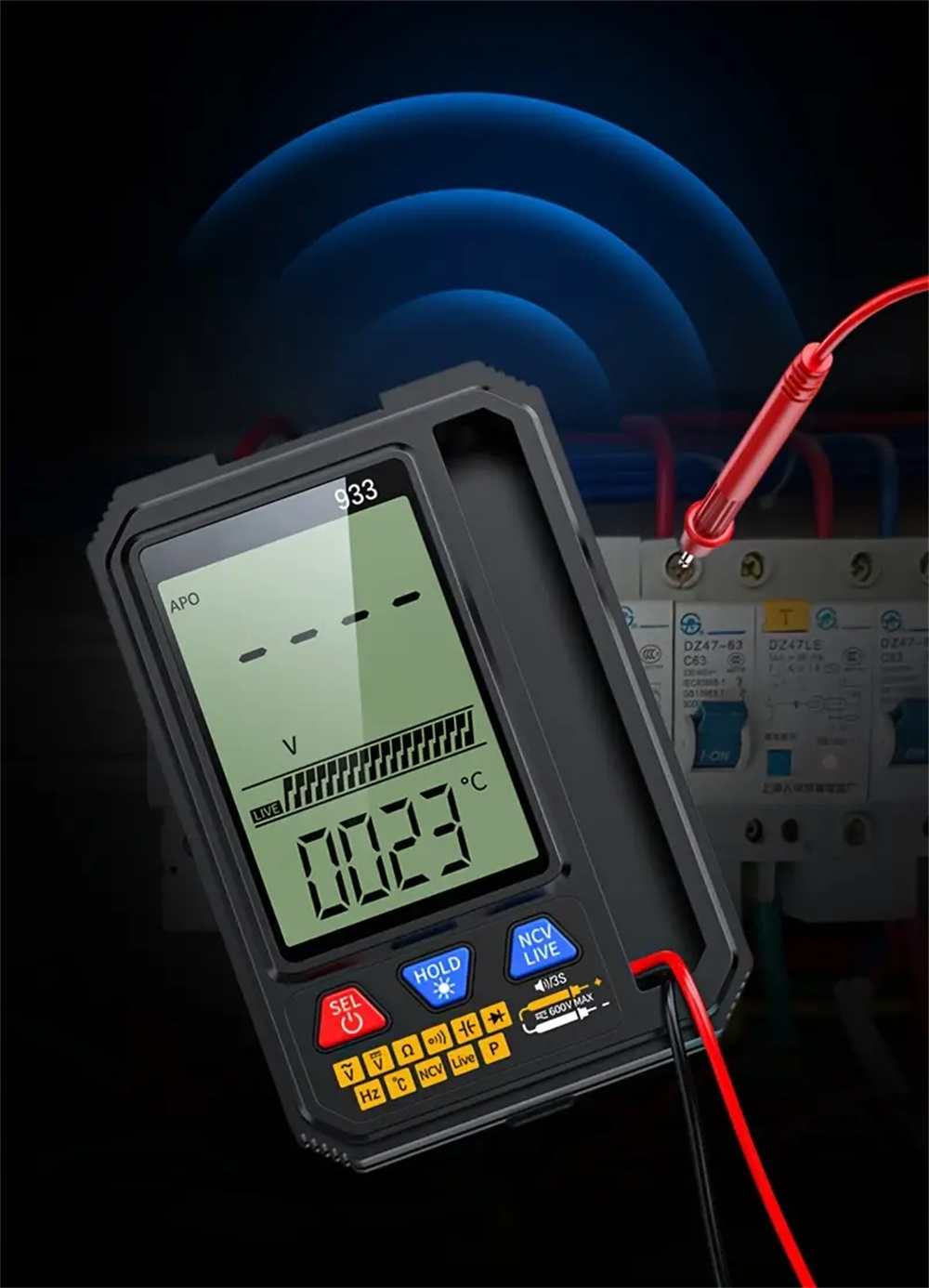 MultifunctionalMultimeter933933SwithIntelligentOverloadProtectionBacklitDisplayLiveNeutralTestingNon-2007512-6