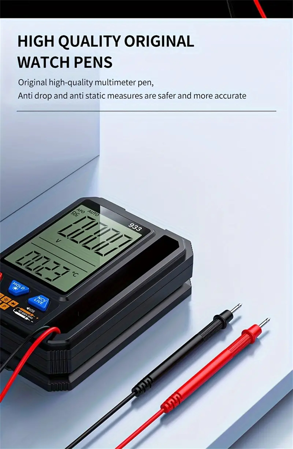 MultifunctionalMultimeter933933SwithIntelligentOverloadProtectionBacklitDisplayLiveNeutralTestingNon-2007512-7