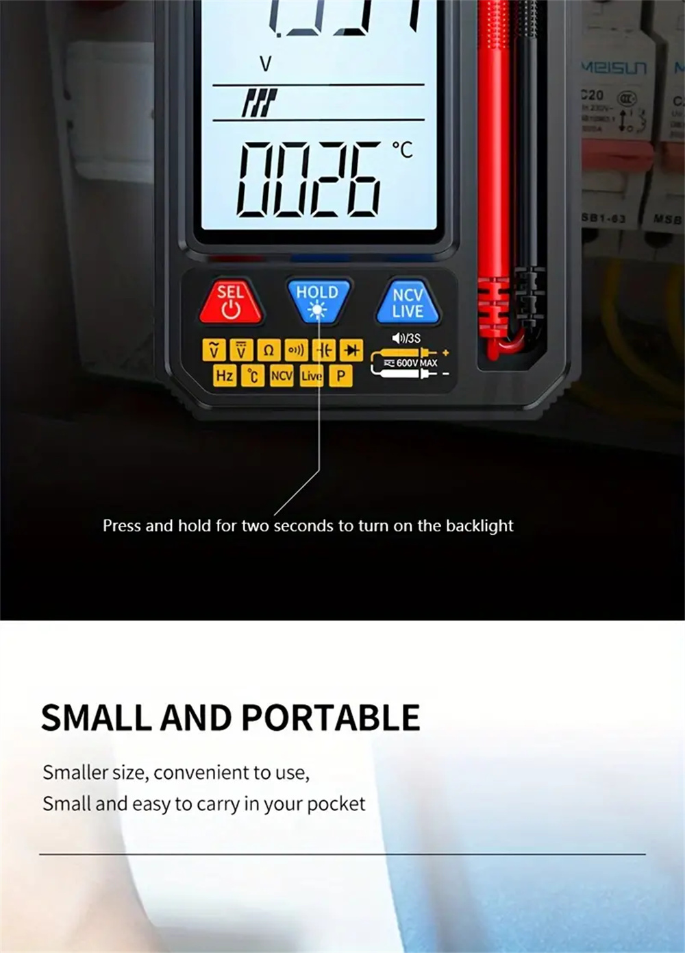 MultifunctionalMultimeter933933SwithIntelligentOverloadProtectionBacklitDisplayLiveNeutralTestingNon-2007512-10