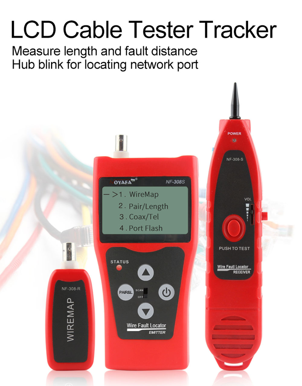 NOYAFANF-308SNetworkCableTesterMeasureLengthWiremapTesterLCDDisplayCableTrackerRJ45RJ11NetworkTester-1988488-1