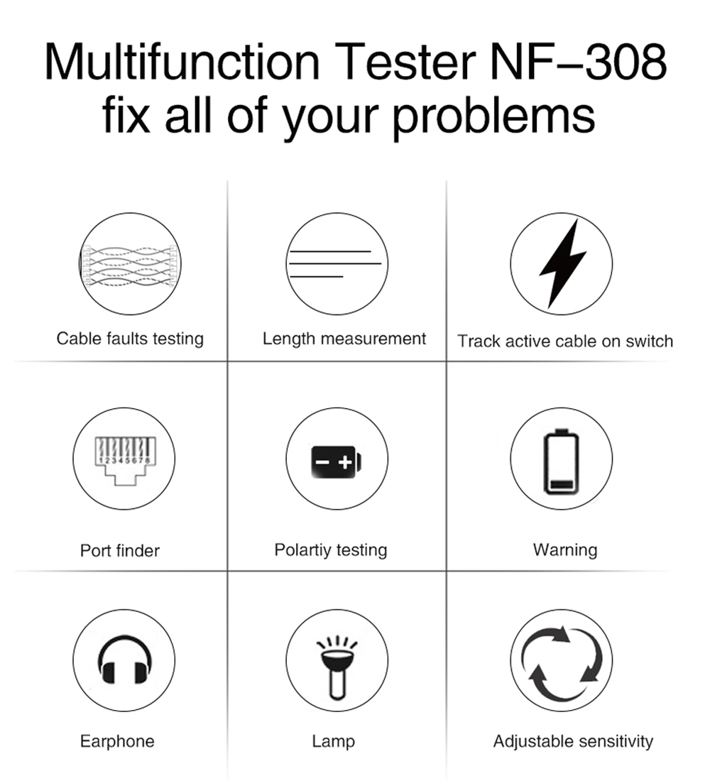 NOYAFANF-308SNetworkCableTesterMeasureLengthWiremapTesterLCDDisplayCableTrackerRJ45RJ11NetworkTester-1988488-2