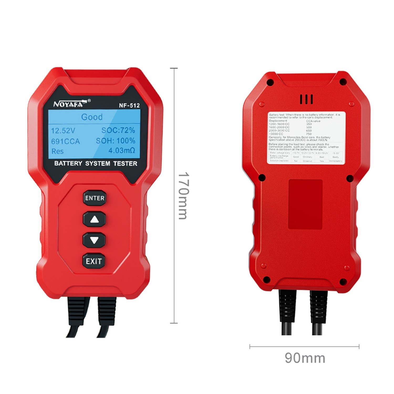 NOYAFANF-512CarBatteryTesterAnalyzerfor12V24VAutomotiveBatteriesQuickLoadCrankingTestDiagnosticToolS-2013488-9