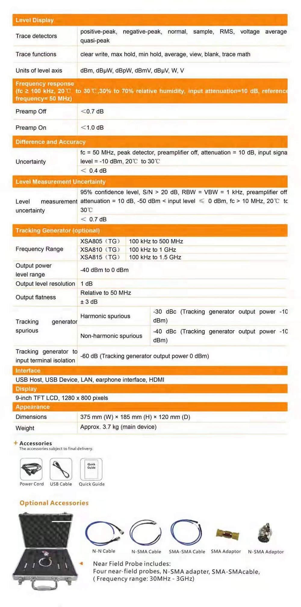 OWONXSA805XSA810XSA8159kHz-15GHz9InchTFTLCDDisplaySpectrumAnalyzerSupportUSBLANHDMICommunicationInte-1923736-7