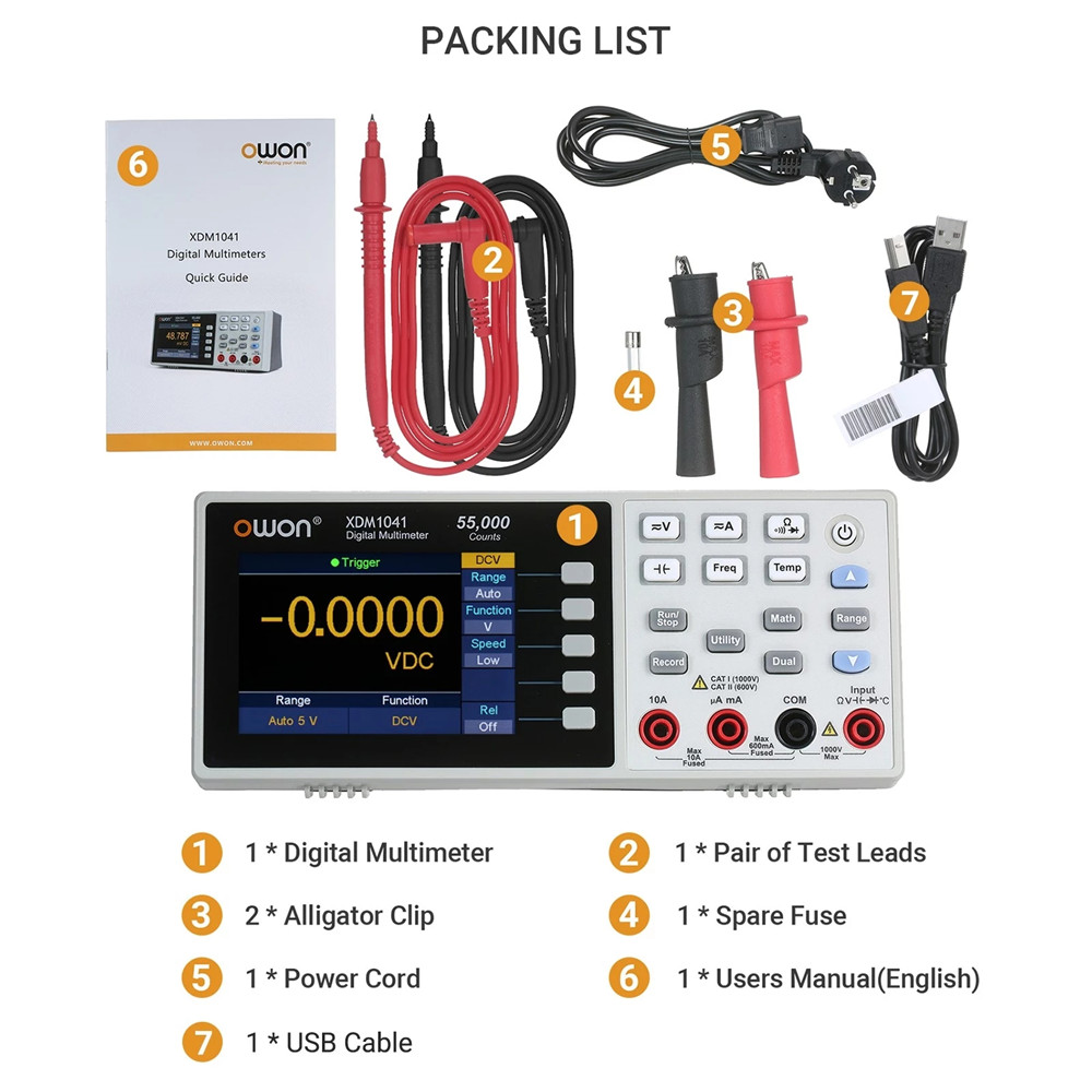 OwonXDM1041USBDigitalMultimeter55000CountsHighAccuracyUniversalDesktopMultimetersMeterwith35-inchTFT-1847470-11