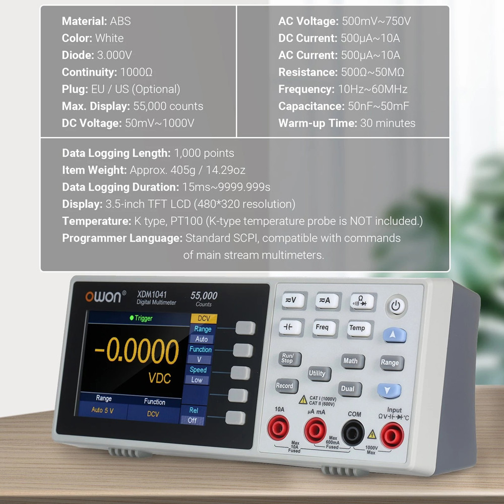 OwonXDM1041USBDigitalMultimeter55000CountsHighAccuracyUniversalDesktopMultimetersMeterwith35-inchTFT-1847470-10